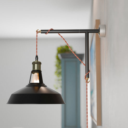 Industriële buisplug-in metalen kap wandlampset voor wandmontage ~5687