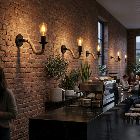 Nachtkastje Wandlampen Vintage Henneptouw Wandlamp ~4550