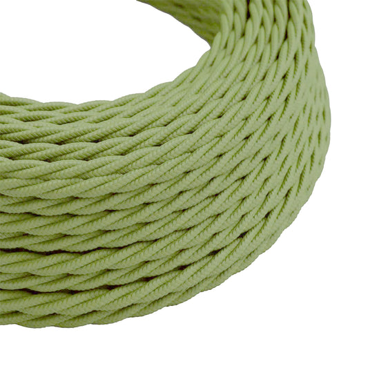 1m/5m/10m 2-aderige gedraaide elektrische kabel legergroen stof ~3018