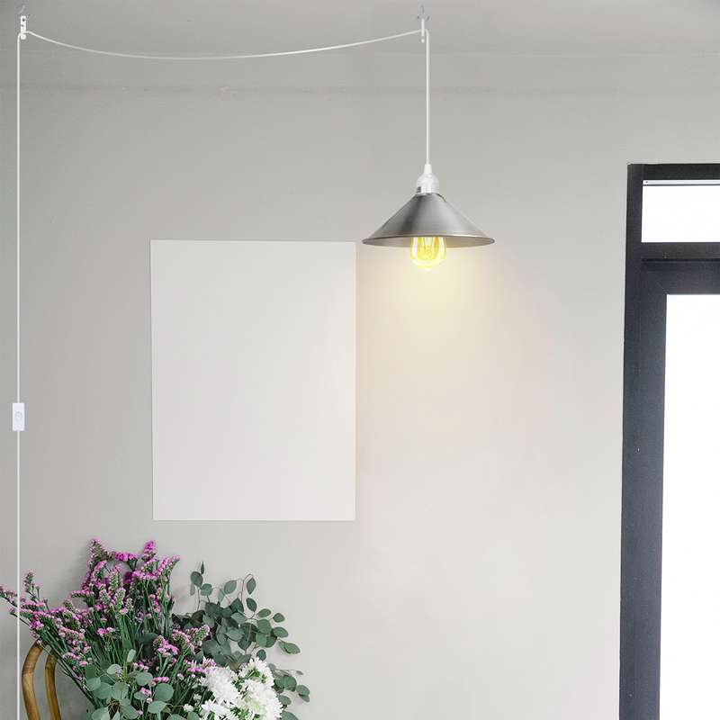 E27 Plug-In Pendant Light With White Socket