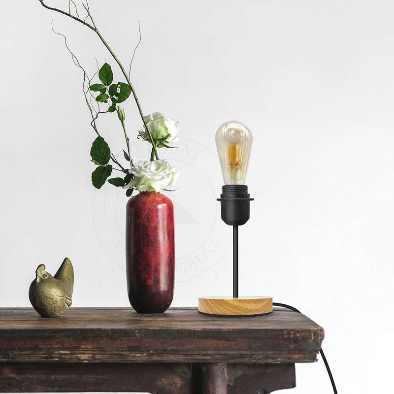 Vintage Black Table Lamp BS Plug With ON/OFF E27 Desk Light-App 3