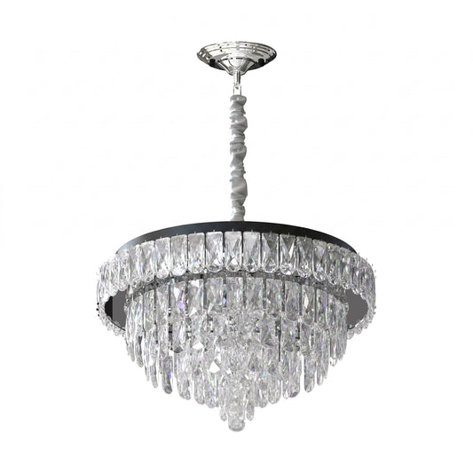 Moderne kristallen glazen laag zwarte snoer kroonluchter ronde plafondlamp ~5425