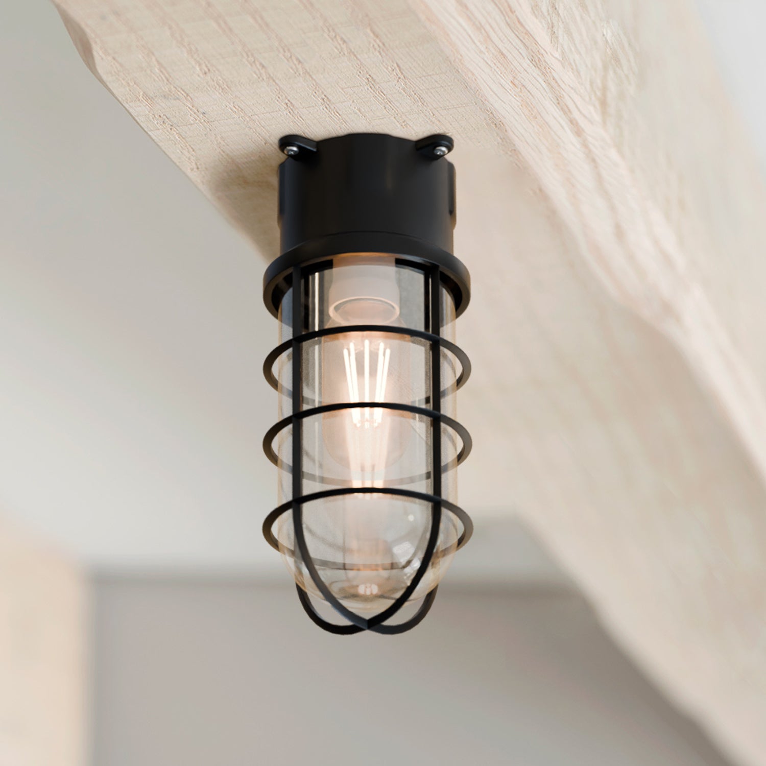 Black Caged Oval Bulkhead Light