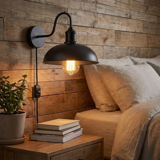 Zwarte koepelvormige metalen wandlamp - 5620