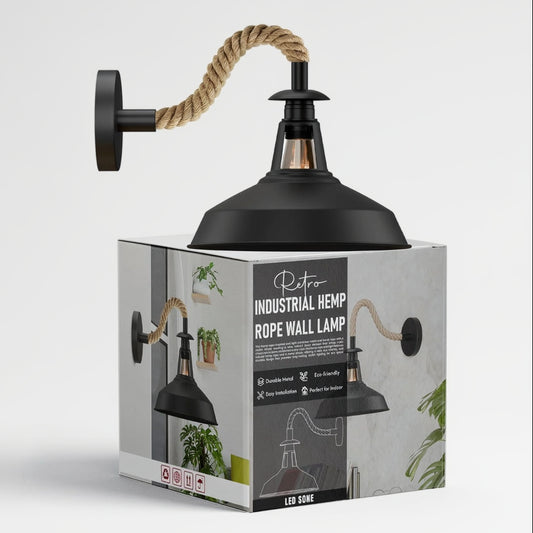 Vintage henneptouw metalen kap E27 wandlamp wandlamp~5700