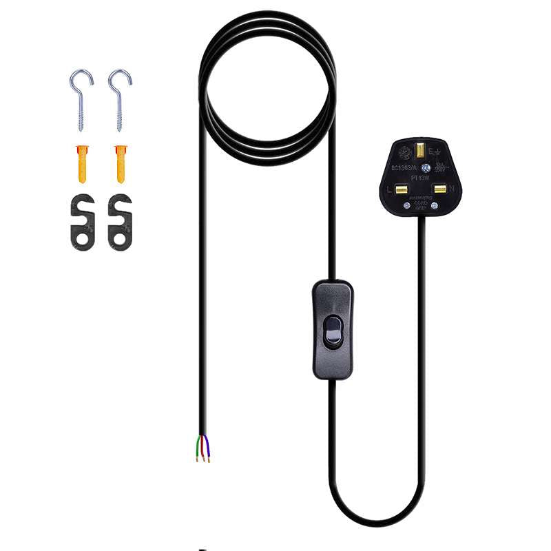 E27 Plug in Black Light Socket Cord Stylish Ceiling Hanging Lights