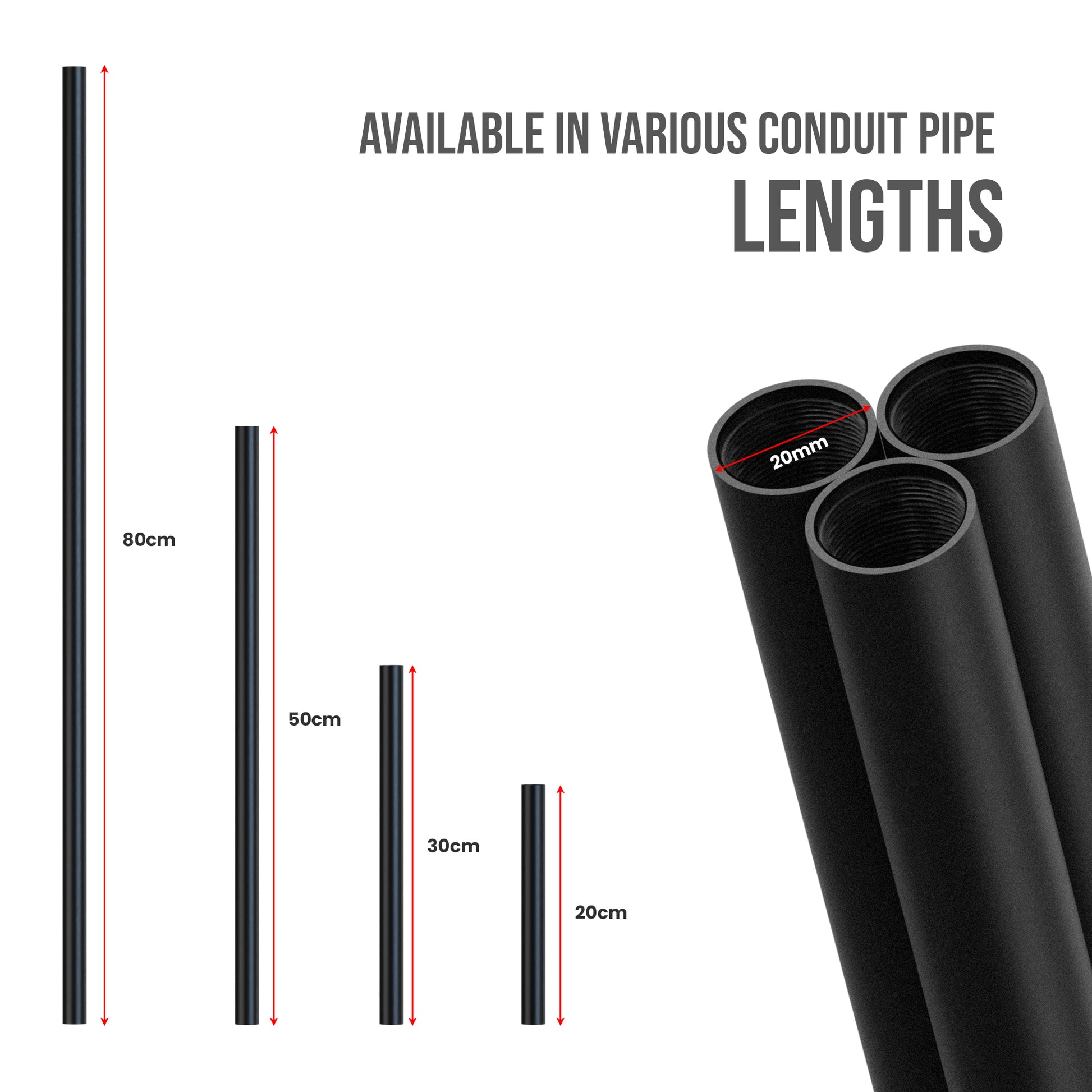 Black Iron Pipe Fitting 20-80cm Lengths
