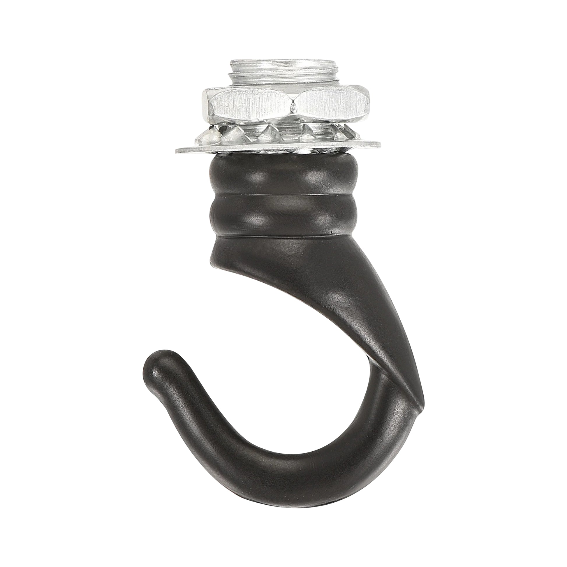 A collection of vintage iron ceiling hooks in various colors including gold, silver, and bronze, designed for hanging pendant fixtures.