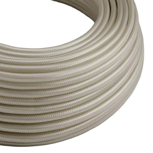 1m/5m/10m 2-aderige ronde 0,75 mm vintage gevlochten crèmekleurige stoffen lampensnoer~3031