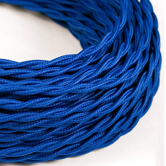 1m/5m/10m 2-aderige gedraaide elektrische kabel donkerblauwe kleur stof~4752