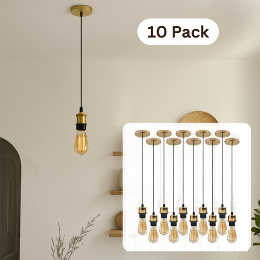 10-pack Franse gouden hanglamp, E27-lamphouder, plafondlamp, PVC-kabel ~ 4252