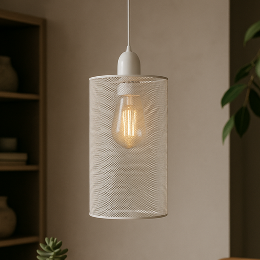 Moderne hanglamp met eenvoudig te monteren metalen trommelkap ~ 2510