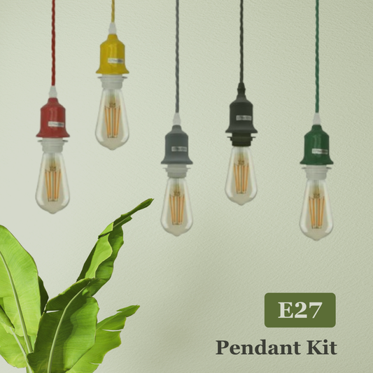 Vintage plafondrozet hanglamp van gevlochten stof met flexibele fitting, lichtset ~4467