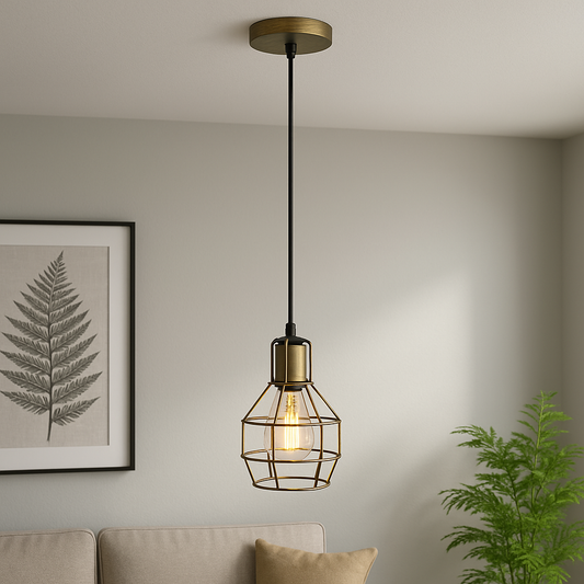 Industrial Cage Pendent Light Geometric Ceiling LED Lamp ~6059