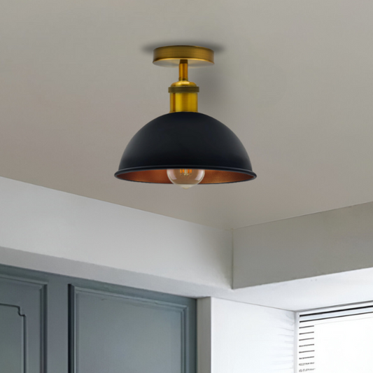 Zwarte, gouden metalen lampenkap voor plafondmontage, ~1788