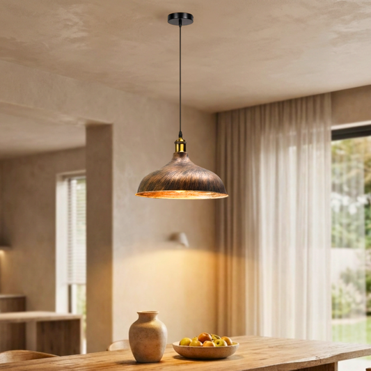 Koperen industriële vintage Edison filament lampen hanglamp~1953