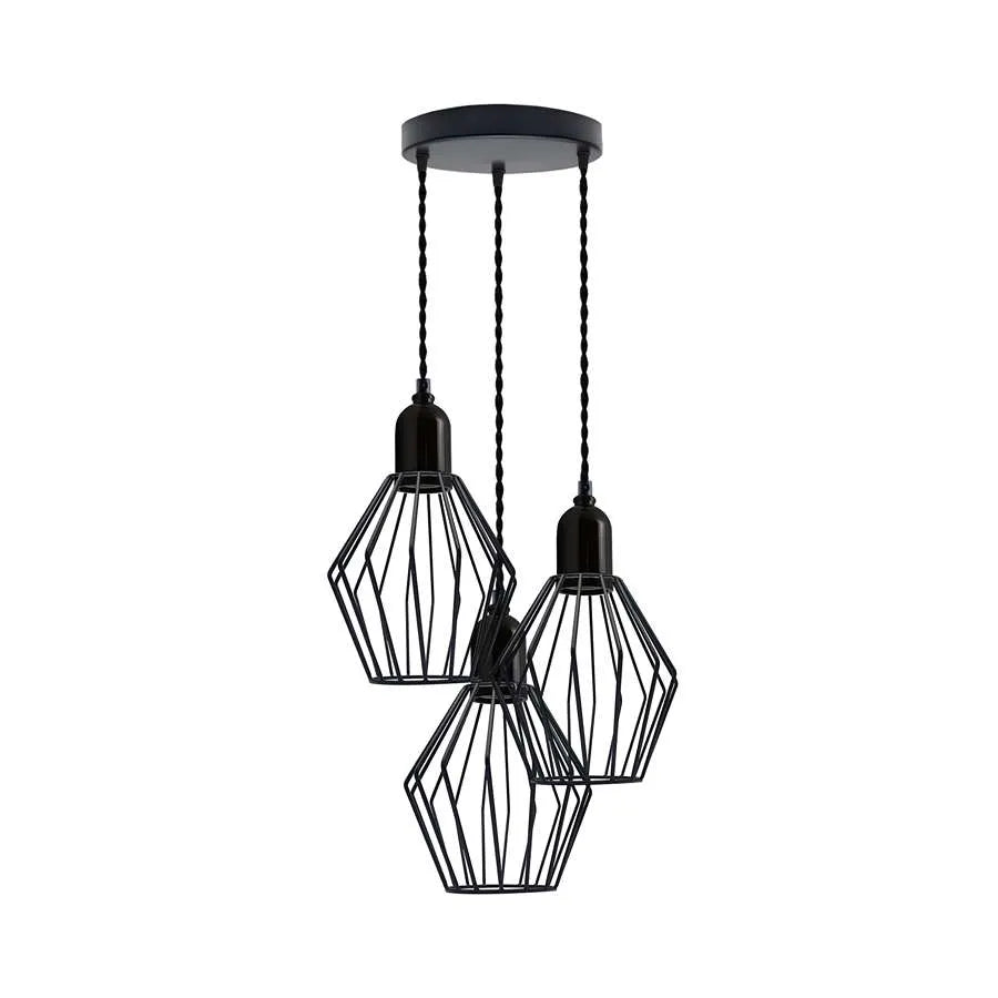 black ceiling 3 light pendant light