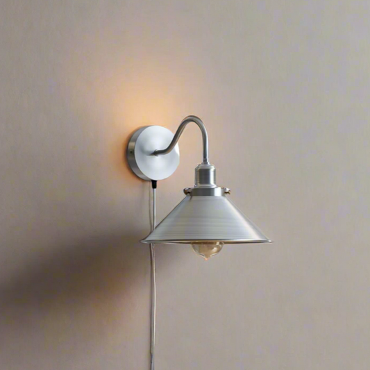 Vintage Dimmer Wandlamp | 2m Plug-in met Lampenkap ~5830