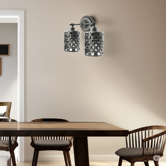 Rustieke antieke metalen industriële plafondlamp met twee stopcontacten, 1921