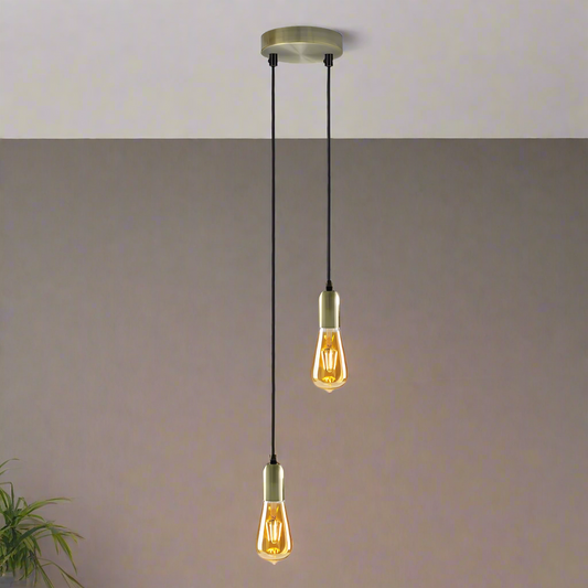 Vintage E27 metalen plafondlamp met 2 koppen~5663