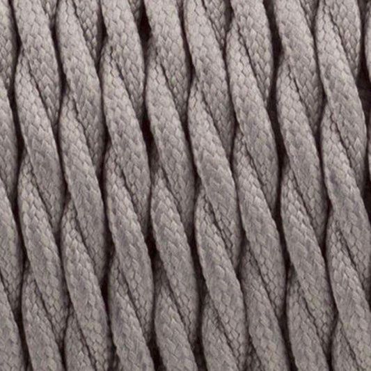 Twisted grey cloth-covered electrical lighting cable for pendant lights