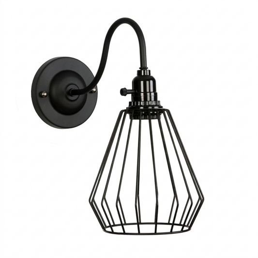 Minimalistische zwarte metalen kooiwandlamp~2670
