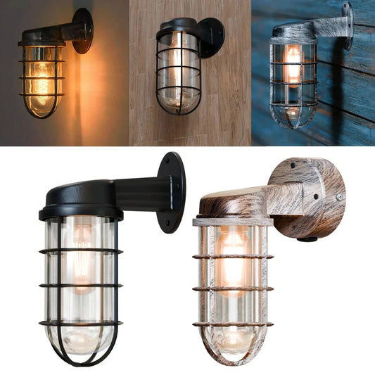 Outdoor Wall Light Fixture Industrial Exterior Wall Sconce Modern Outdoor Lighting Waterproof Wall Lantern Rustic Outdoor Wall Mount Black Metal Porch Light Edison Style Outdoor Light Weatherproof Exterior Lamp Commercial Grade Outdoor Light Durable