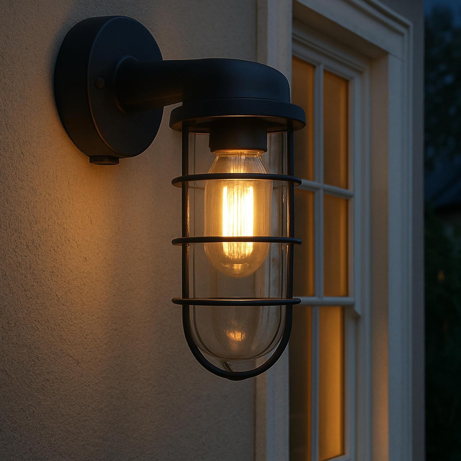 Outdoor Wall Light Fixture Industrial Exterior Wall Sconce Modern Outdoor Lighting Waterproof Wall Lantern Rustic Outdoor Wall Mount Black Metal Porch Light Edison Style Outdoor Light Weatherproof Exterior Lamp Commercial Grade Outdoor Light Durable