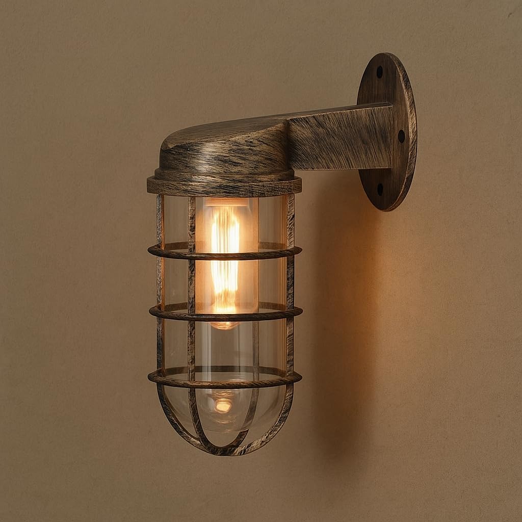 Outdoor Wall Light Fixture Industrial Exterior Wall Sconce Modern Outdoor Lighting Waterproof Wall Lantern Rustic Outdoor Wall Mount Black Metal Porch Light Edison Style Outdoor Light Weatherproof Exterior Lamp Commercial Grade Outdoor Light Durable