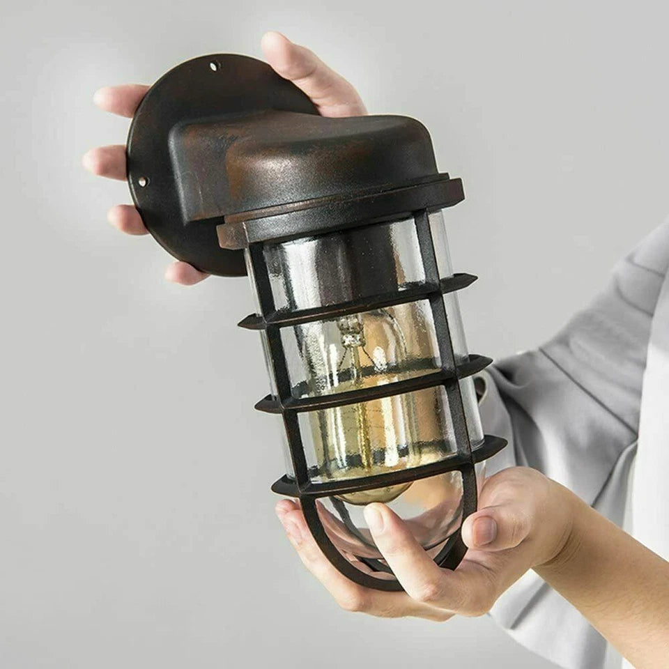 Outdoor Wall Light Fixture Industrial Exterior Wall Sconce Modern Outdoor Lighting Waterproof Wall Lantern Rustic Outdoor Wall Mount Black Metal Porch Light Edison Style Outdoor Light Weatherproof Exterior Lamp Commercial Grade Outdoor Light Durable