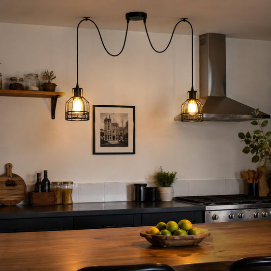Industrial Spider Pendant Light Adjustable Multi Arm Wire Cage E27~6139