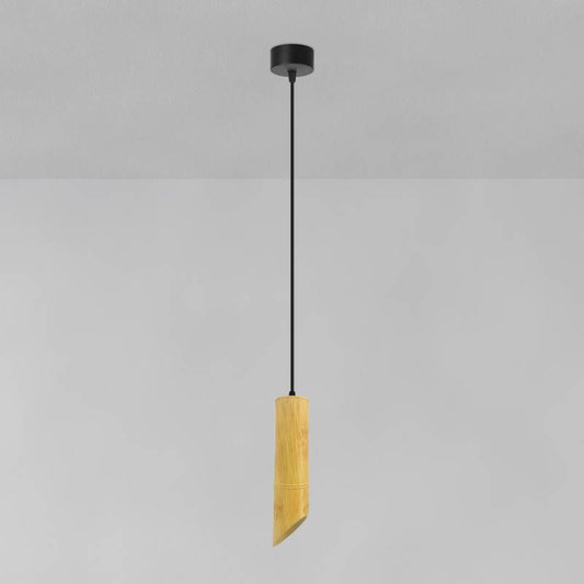 Hanging Spotlight Light Wooden Cylindrical
