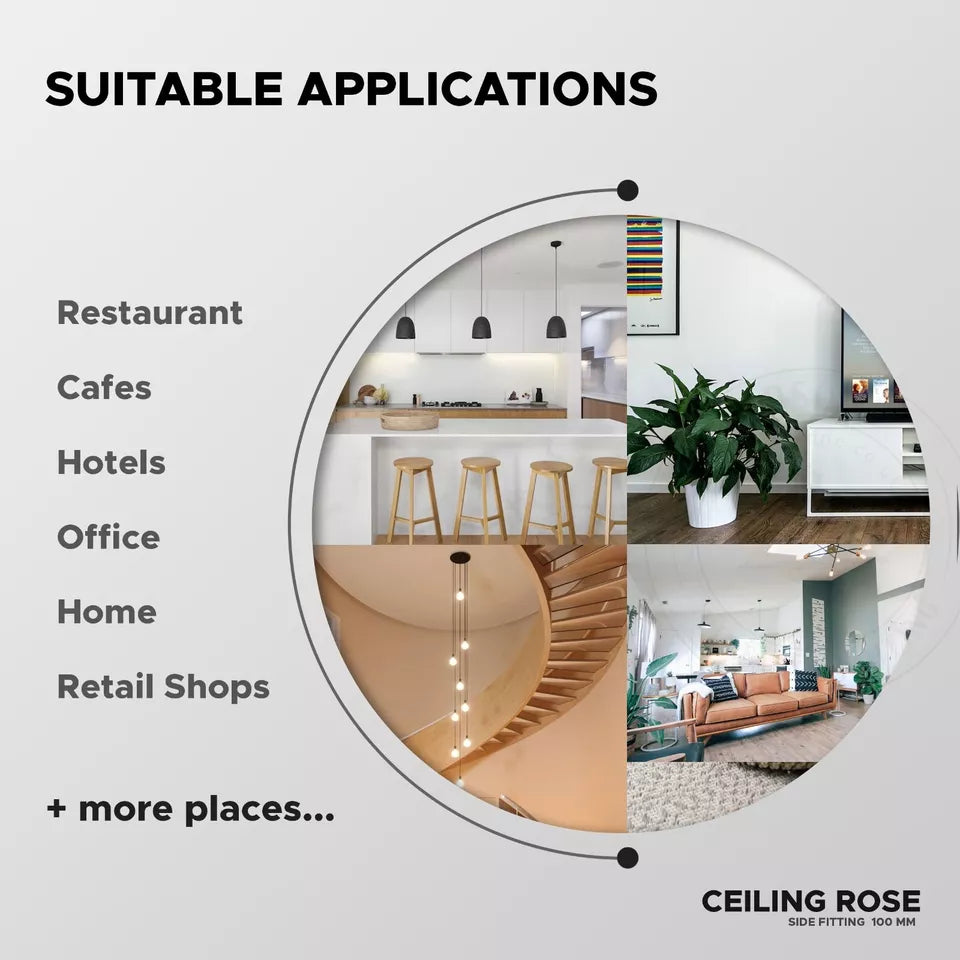 Minimalist ceiling rose with cord grip for lighting fixtures