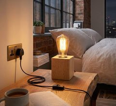 Houten voetlamp Plug-in tafellamp ~4557