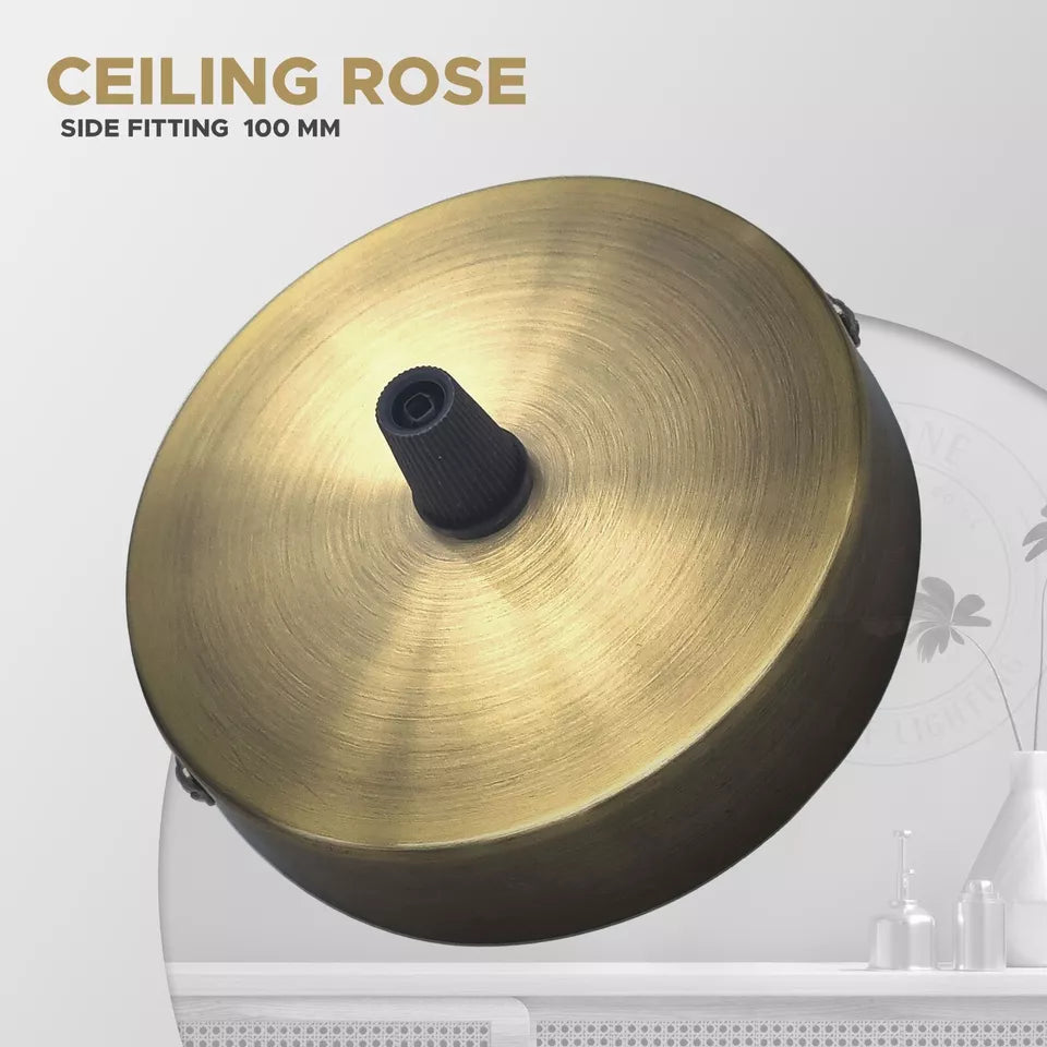 Industrial black ceiling rose with multiple cable holes