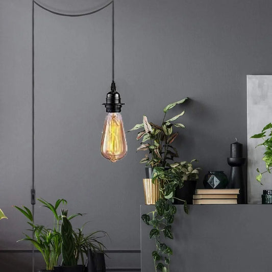 Stekkerlamp met schakelaarhouder, E27 rubberen kabel ~ 2115