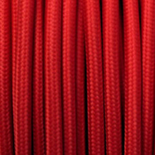 Twisted red cloth-covered electrical lighting cable for pendant lights