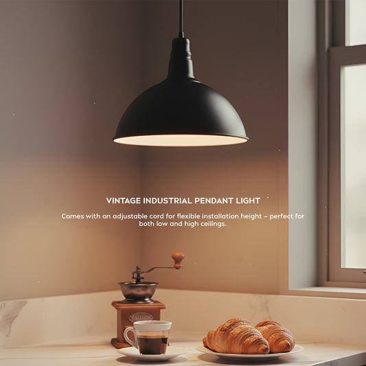 Zwarte industriële vintage stijl plafond hanglamp fittingen metalen lampenkappen~1976