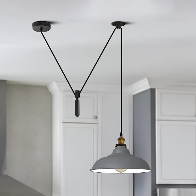 Ledsone Pulley System Pendant 1 Light E27 Matt White