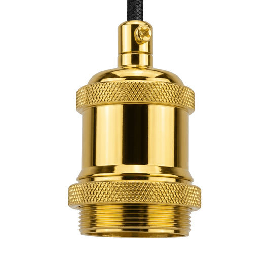 Franse gouden E27 metalen lamphouder, ideaal voor vintage Edison filamentlampen. Antiek metaal~2928
