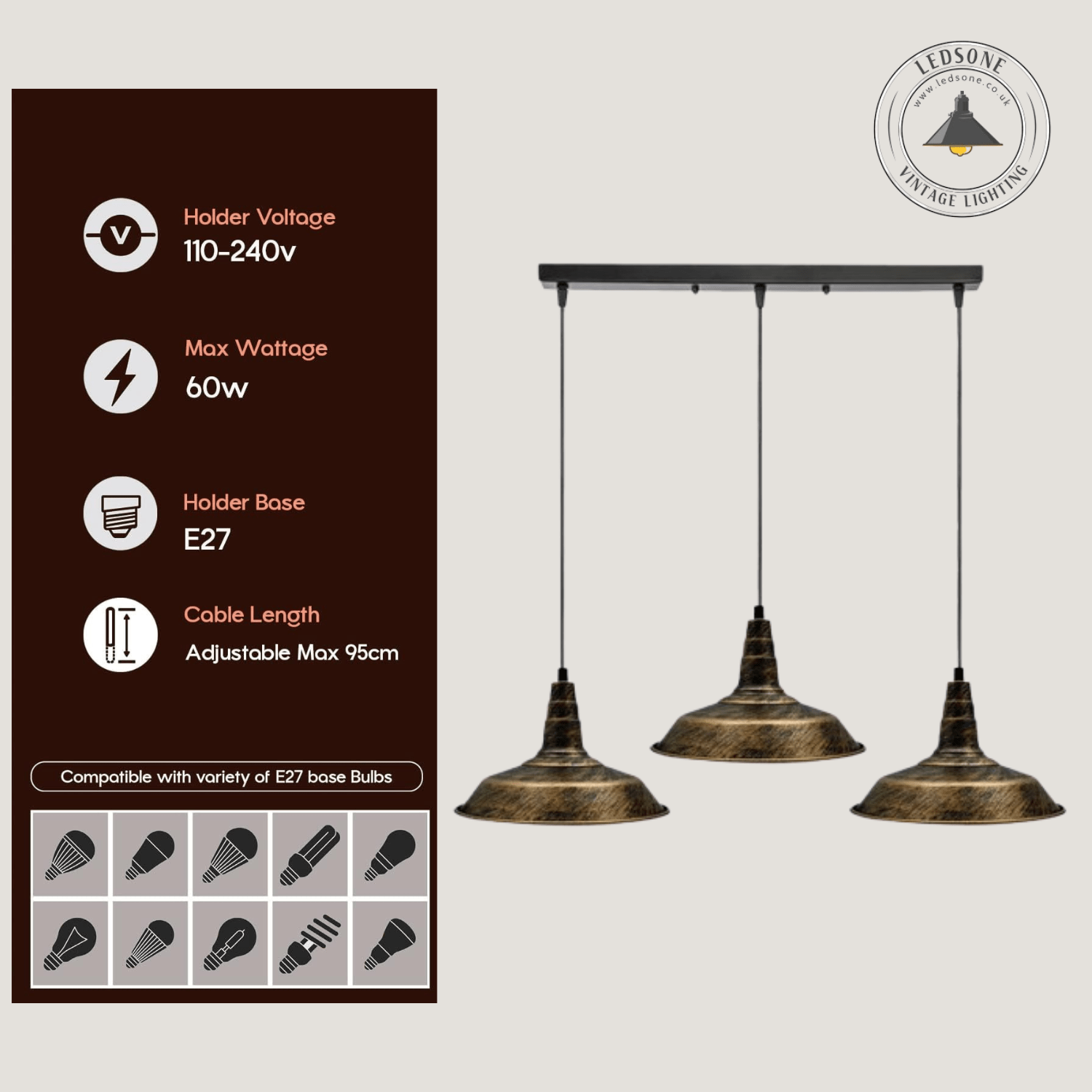 Ceiling light Pendant light fitting Hanging light 3 way pendant lights Cluster pendant light Living pendant light Pendant light for bedroom Bar ceiling light Industrial pendant lighting brushed copper hanging lamp 3-head ceiling light vintage bowl shade copper pendant lamp kitchen island light