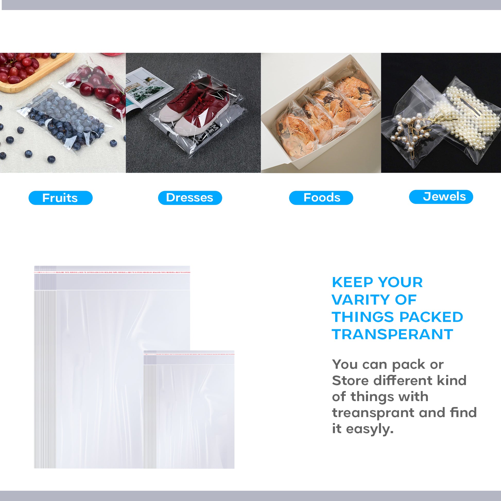 Clear Reclosable Zip Poly Bag