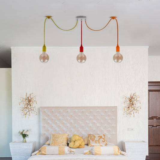 3-koppige, meerkleurige flexibele hanglamp ~5141