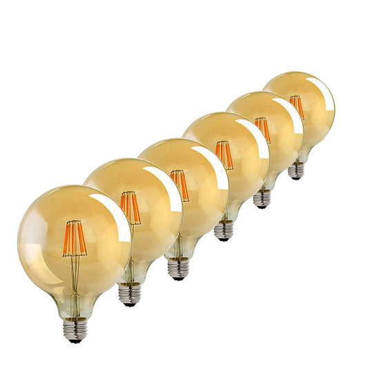 6-pack G125 E27 8W dimbare bolvormige vintage LED-retrolamp~4164