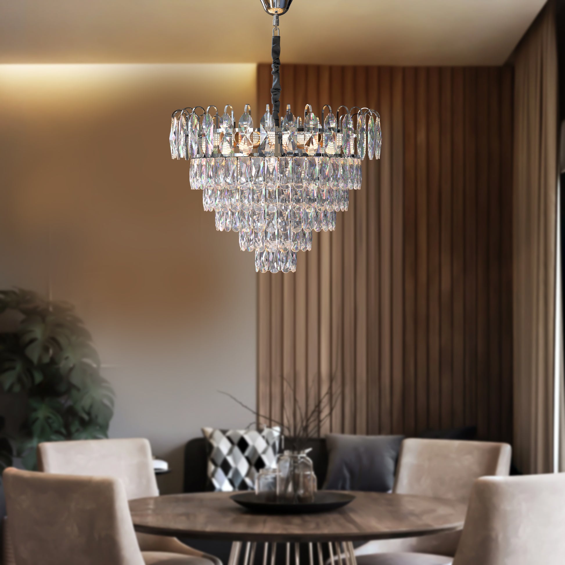 crystal droplets of chrome hanging lamp chandeliers