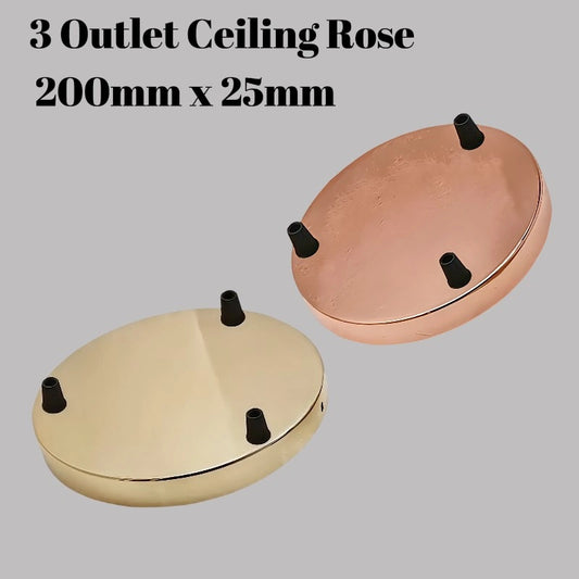 Vintage plafondrozet met 3 gaten van metaal~5905