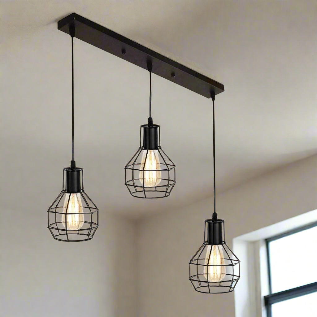 Vintage Industrial Retro 3-Way Ceiling Pendant Lamp