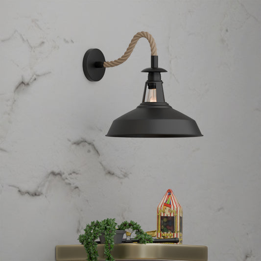 Vintage henneptouw metalen kap E27 wandlamp wandlamp~5700