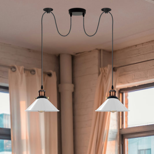 Witte 2-weg retro industriële plafondlamp E27 hanglamp ~3498
