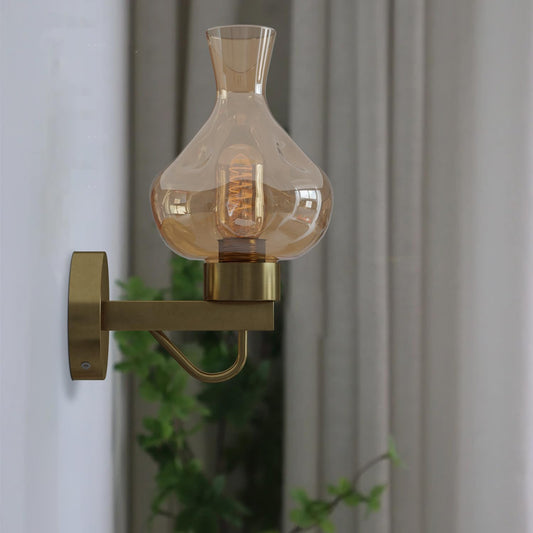 Moderne wandlampen met gerookte amberkleurige glazen kap ~5983